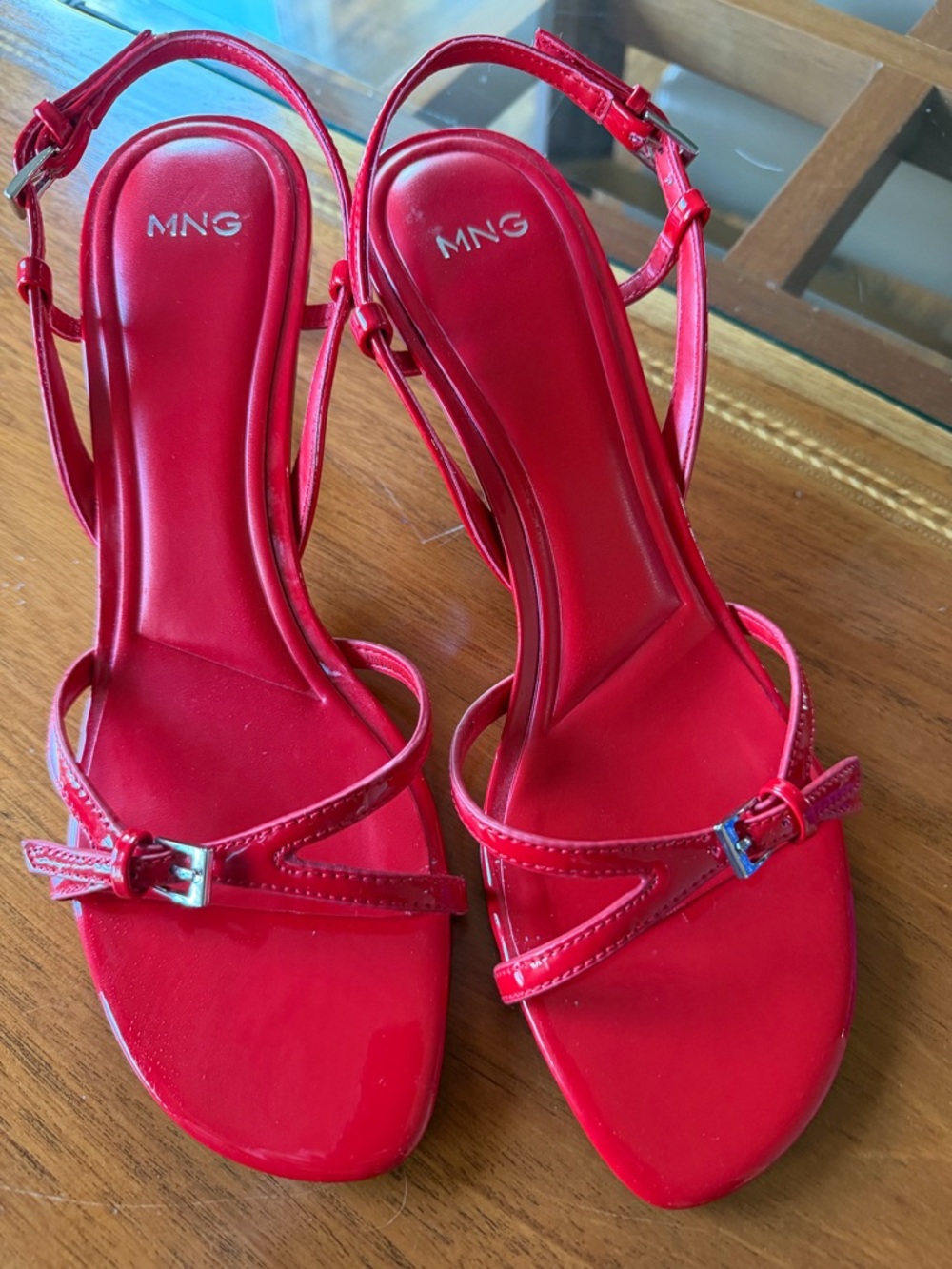 Mango Red Patent Slingback Heels